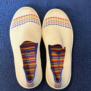 Rothy's Kids Sneakers in White with Rainbow Accents